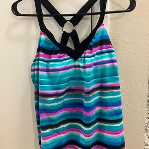 JCPenney Multicolor Striped Swimsuit Top